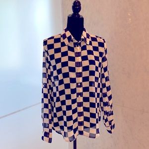 Blue and white checked shirt